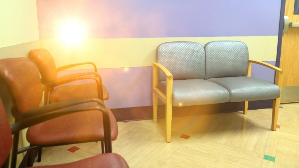 Chairs in colorful waiting room for medical office