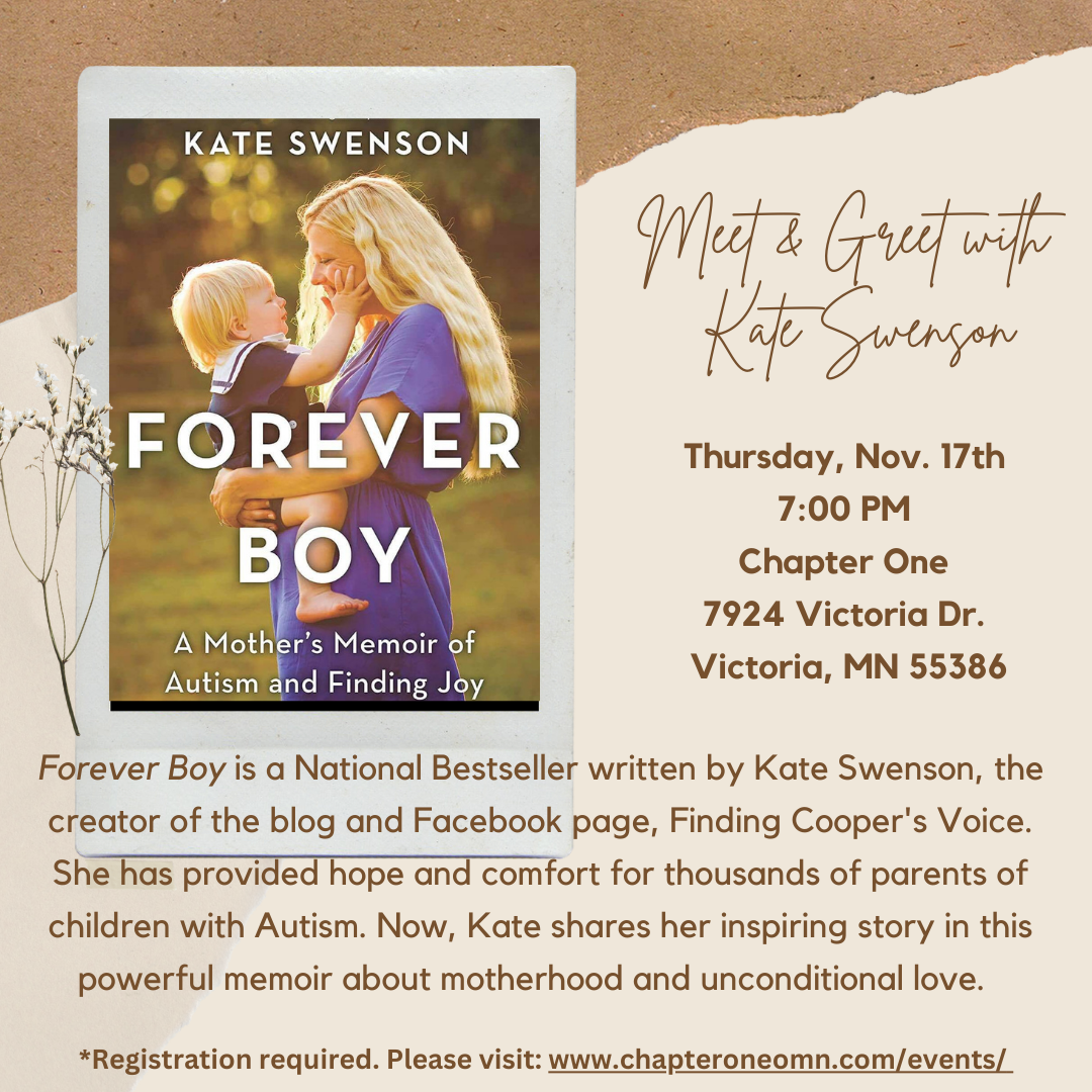 Meet And Greet With Kate Swenson In Victoria Mn Finding Cooper S Voice Welcome To The Secret